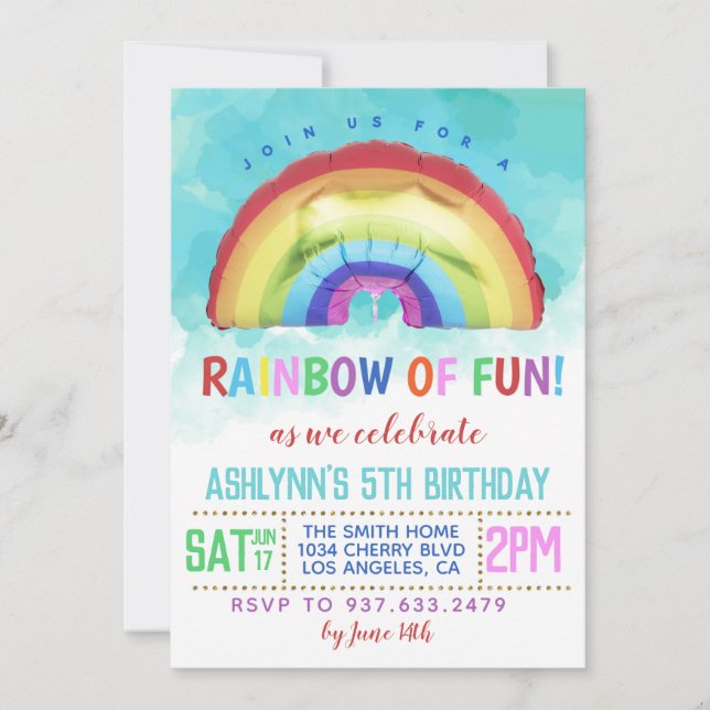 Rainbow of Fun Birthday Invitation (Front)