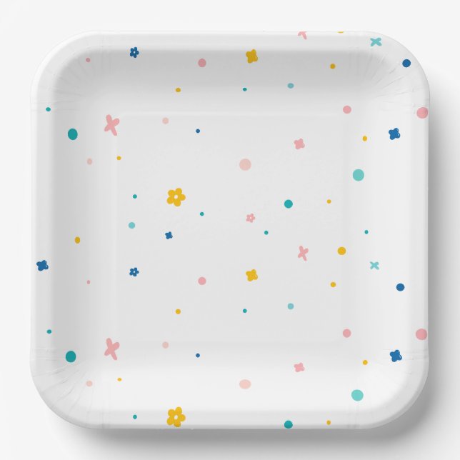 Rainbow of Fun Birthday Party Theme Paper Plate (Front)