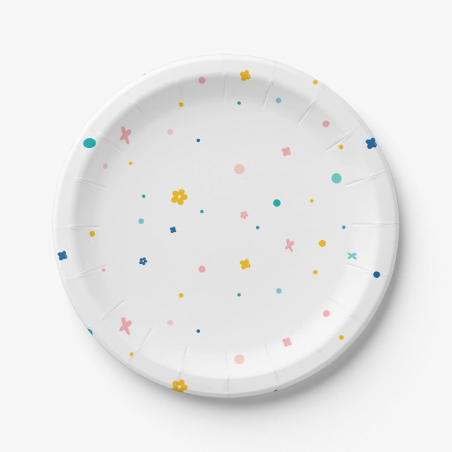 Rainbow of Fun Birthday Party Theme Paper Plate (Front)