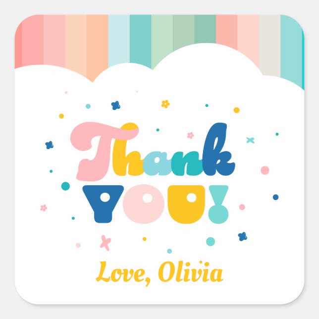 Rainbow of Fun Birthday Party Theme Sticker (Front)