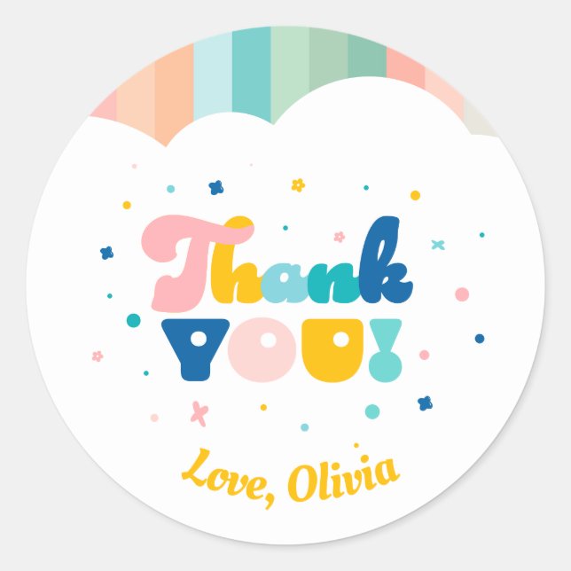 Rainbow of Fun Birthday Party Theme Sticker (Front)