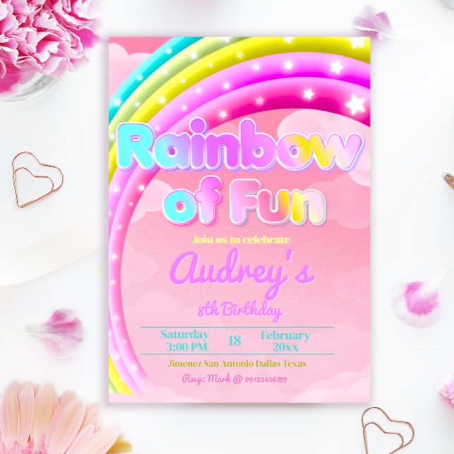 Rainbow of Fun - Girl Birthday Invitation (Rainbow of Fun - Girl Birthday Invitation)
