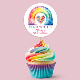 Rainbow of Fun Watercolor Birthday Favour Sticker