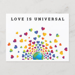 Rainbow of Hearts Design Holiday Postcard