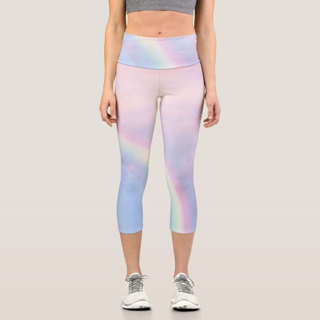 Rainbow of hope - pastel, capri leggings (Front)