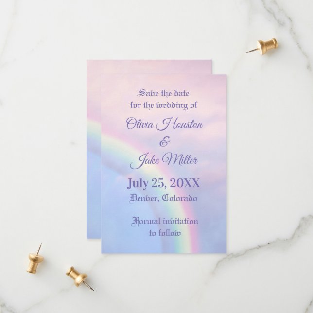 Rainbow of hope - pastel,  save the date (Front/Back In Situ)