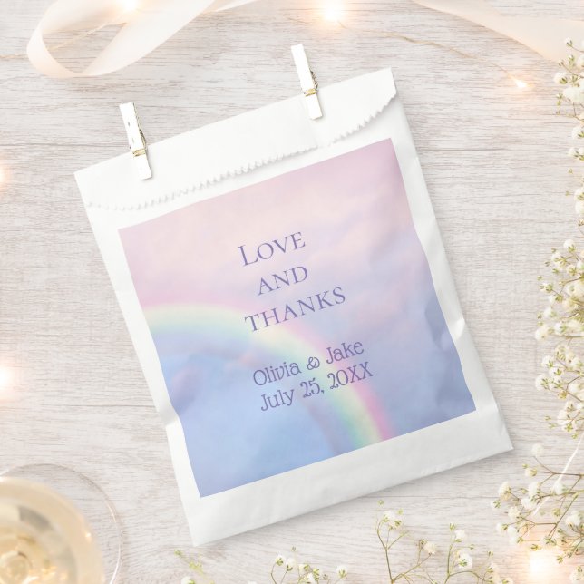 Rainbow of hope - pastel, wedding  favour bags (Clipped)