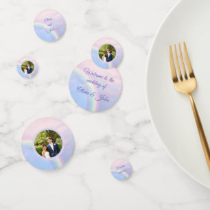 Rainbow of hope, pastel wedding photo  confetti