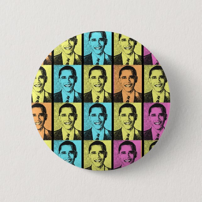 RAINBOW OF HOPE WITH OBAMA 6 CM ROUND BADGE (Front)
