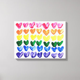 Rainbow of Love - Fun Colourful Hand Painted Heart Canvas Print
