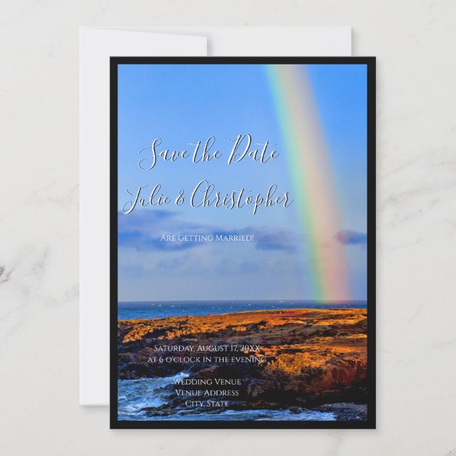 Rainbow of Love & Happiness, Wedding Save the Date Invitation (Front)