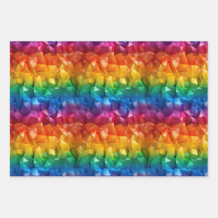 Rainbow of origami  wrapping paper sheet