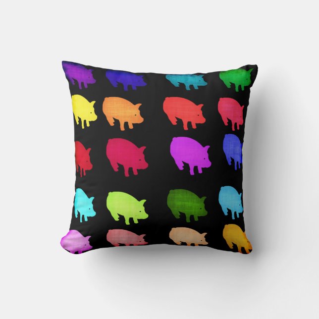 Rainbow Of Piggies Cushion (Front)