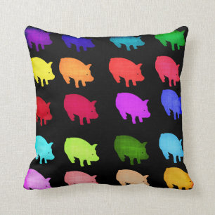 Rainbow Of Piggies Cushion
