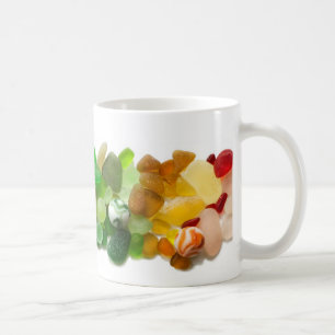 Rainbow of sea glass, beach glass mug