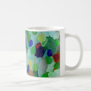 Rainbow of sea glass, beach glass mug