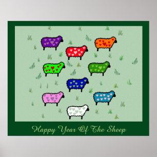 Rainbow Of Sheep Poster