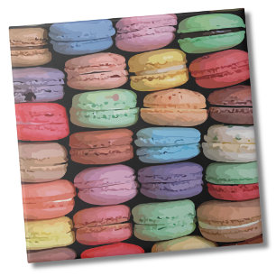 Rainbow of Stacked French Macaron Cookies Tile