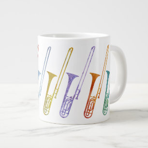 Rainbow of Trombones Large Coffee Mug