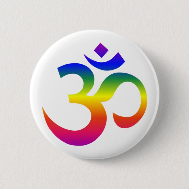 Rainbow ohm design (Om or Aum Indian sacred sound) 6 Cm Round Badge (Front)