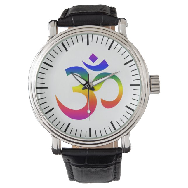 Rainbow ohm design (Om or Aum Indian sacred sound) Watch (Front)
