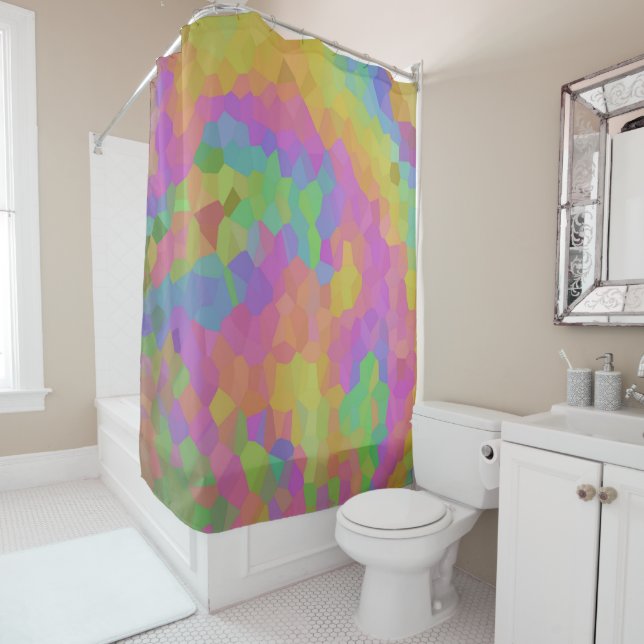 Rainbow Oil Mosaics Shower Curtain (In Situ)