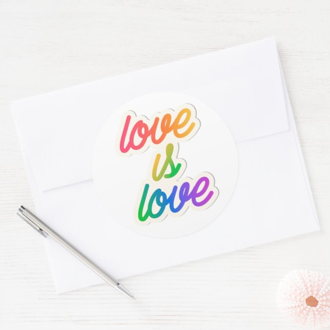 Rainbow Oil Paint LGBT – Love is love Classic Round Sticker (Envelope)