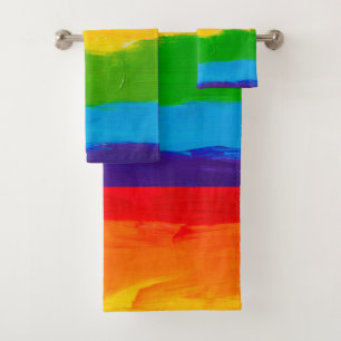 Rainbow Oil Paint Pride Bath Towel Set – LGBTQ+ 