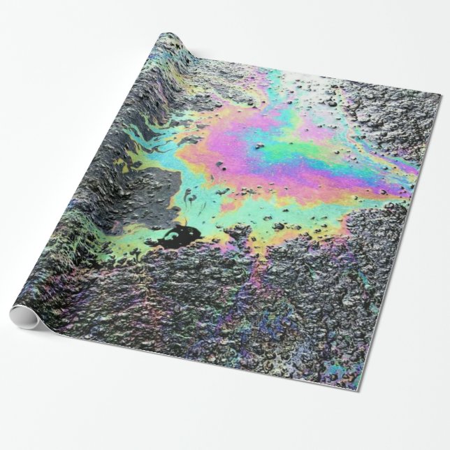 Rainbow Oil Slick Wrapping Paper (Unrolled)