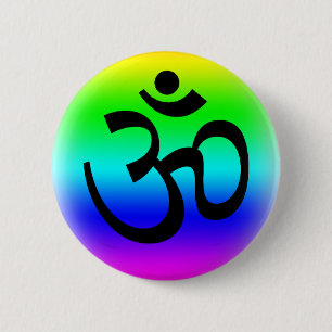 Rainbow Om 6 Cm Round Badge