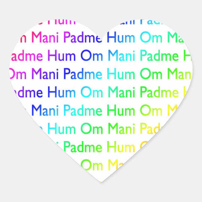 Rainbow Om Mani Padme Hum Heart Sticker (Front)