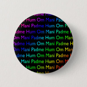 Rainbow Om Mani Padme Hum (on Black) 6 Cm Round Badge