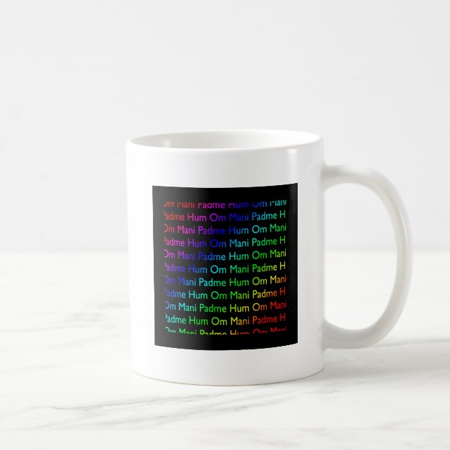 Rainbow Om Mani Padme Hum (on Black) Coffee Mug (Right)
