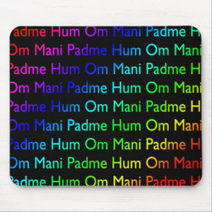 Rainbow Om Mani Padme Hum (on Black) Mouse Mat
