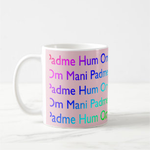 Rainbow Om Mani Padme Hum (on Pink) Coffee Mug