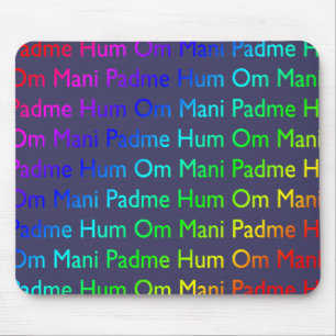 Rainbow Om Mani Padme Hum on Purple Mouse Mat