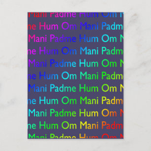Rainbow Om Mani Padme Hum on Purple Postcard
