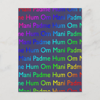 Rainbow Om Mani Padme Hum on Purple Postcard