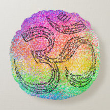 Rainbow Om Meditation Cushion Throw Pillow