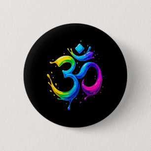 Rainbow Om Symbol Aum Chakra Yoga Meditation Pride 6 Cm Round Badge