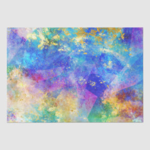 Rainbow Ombre and Gold Fire Opal Pattern Tissue Paper