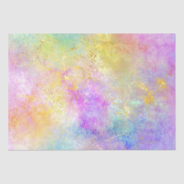 Rainbow Ombre and Gold Fire Opal Pattern Tissue Paper (Front)