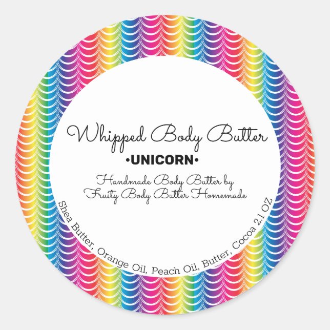 Rainbow Ombre Body Butter Bath Branding Packaging Classic Round Sticker (Front)