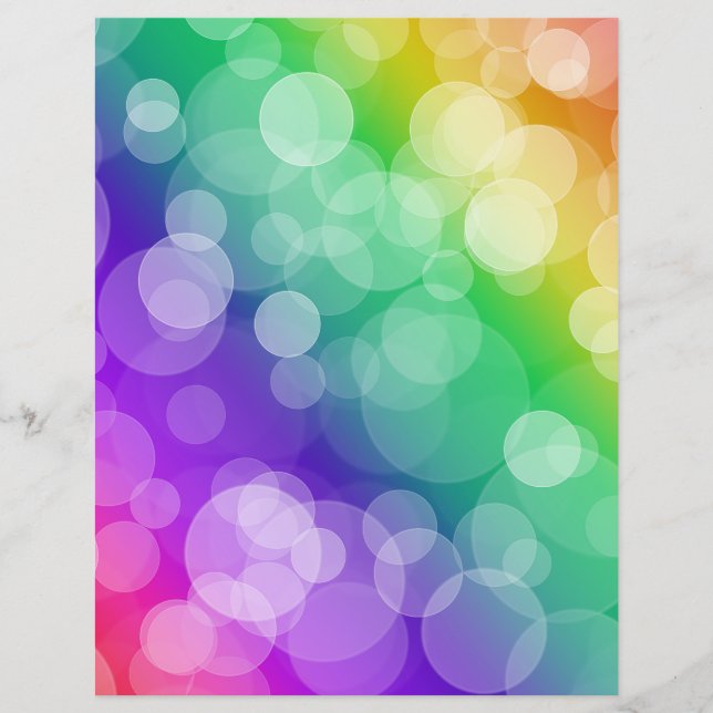 Rainbow Ombre Bokeh Scrapbook Paper (Front)