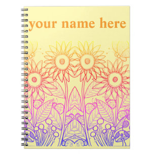 Rainbow Ombre Butterfly & Ladybugs Notebook