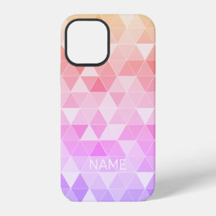 Rainbow ombre colour geometric triangle pattern iPhone 12 case