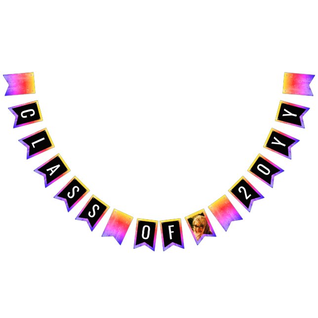 Rainbow Ombre Faux Glitter Graduation Party  Bunting (All)