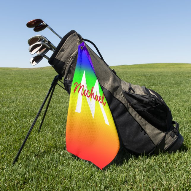 Rainbow Ombre Golf Towel (Green)