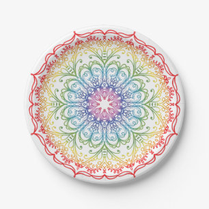 Rainbow Ombre Gradation Mandala  Paper Plate