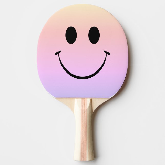 Rainbow Ombre Happy Face Ping Pong Paddle (Front)